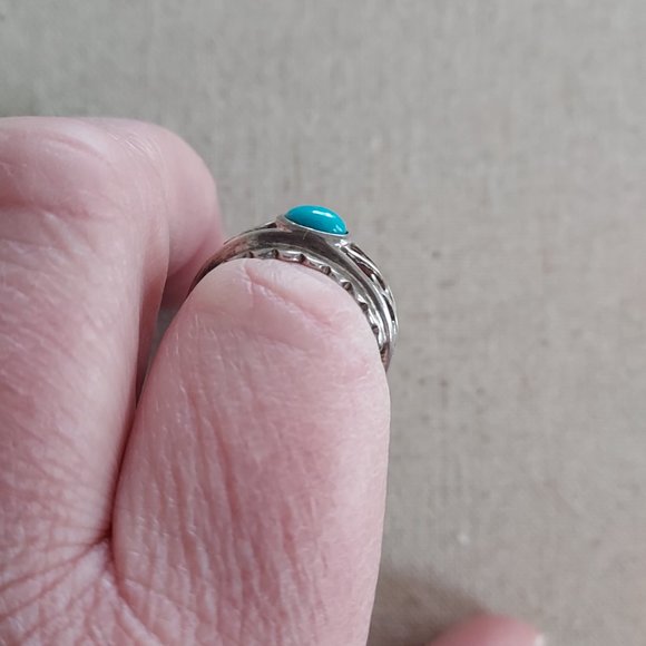 Sterling Turquoise Ring Signed BY - Picture 5 of 5